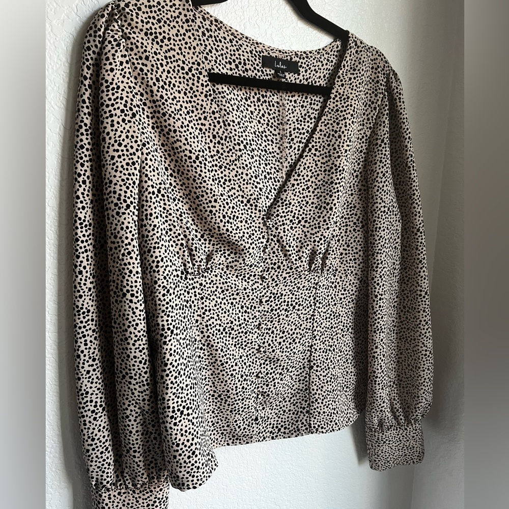 Lulu’s animal print, button up blouse